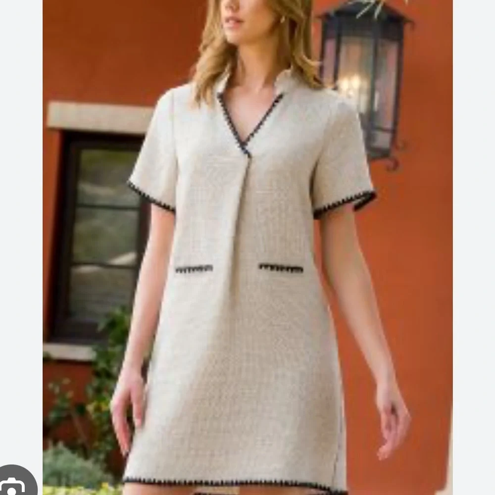 THML ‘Maxine’ tweed mini dress Cream and black, size XS, preppy, neutrals - Picture 2 of 6